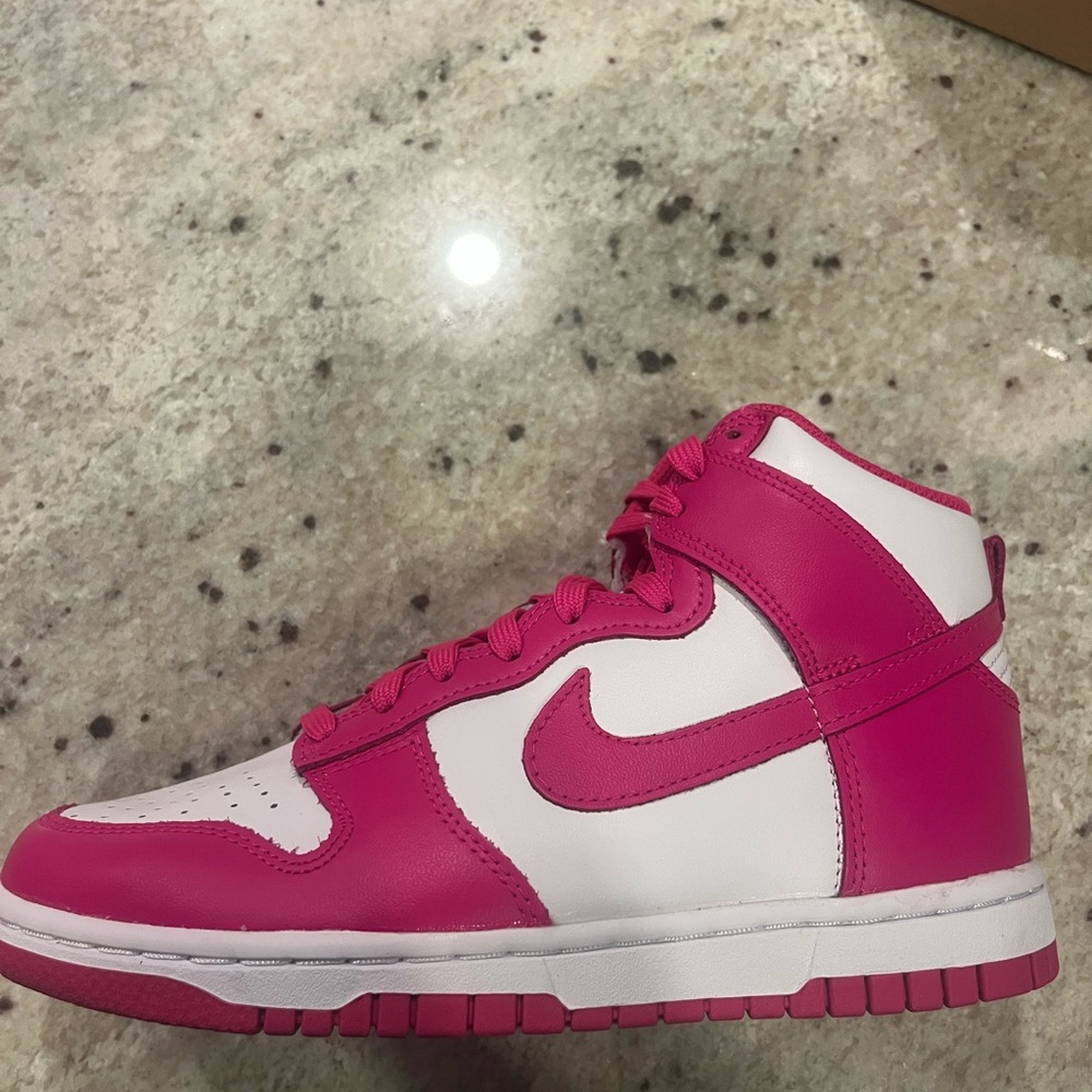 Nike Pink and White High-Top Sneakers - Picture 2 of 3